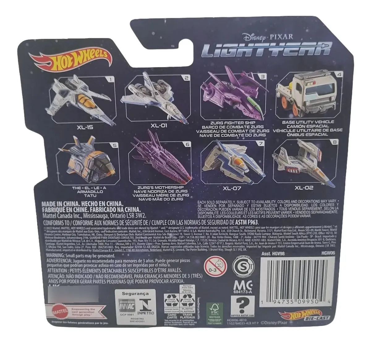 Hot Wheels Disney Pixar Lightyear Mix 3 Escala 1:64 Die-Cast