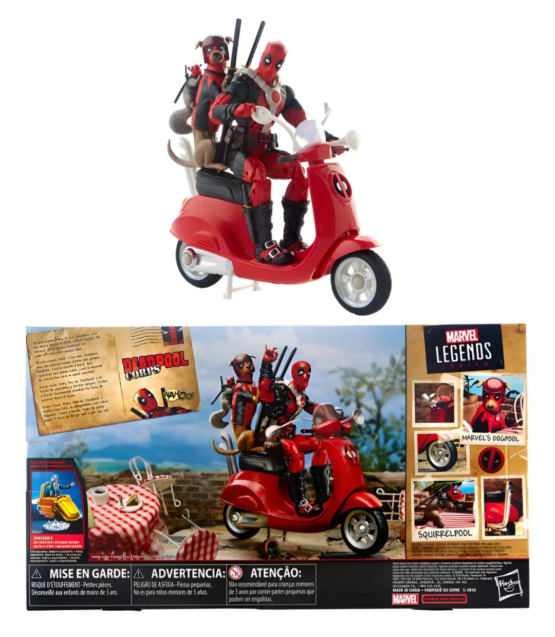 Set Figura Articulada Deadpool Corps + Scooter y Accesorios